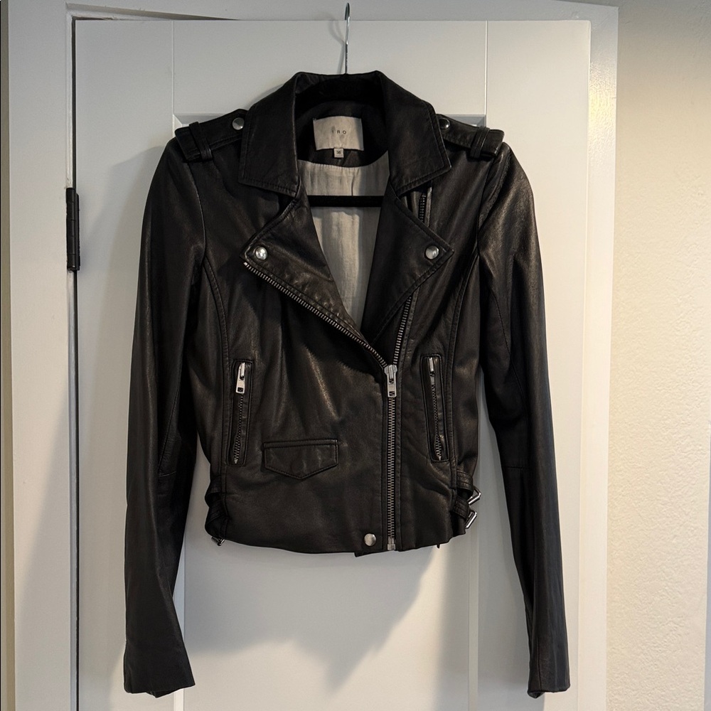 IRO Black Leather Moto Jacket